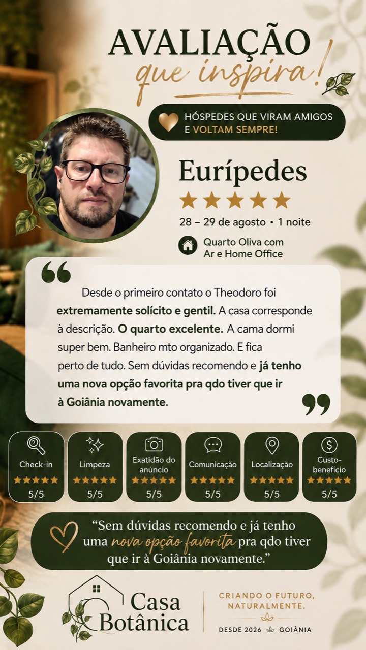 Avaliação cinco estrelas de Eurípedes sobre o Quarto Oliva